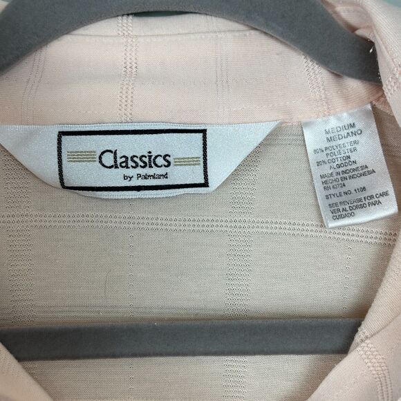 Vtg Classic by Palmland Polo Shirt Mens Medium Peach Banded Bottom Collared Golf - Picture 9 of 10